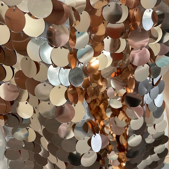 NWT gold spangle cropped bolero sequin long sleeve short jacket KENSIE rose tan - Picture 4 of 8